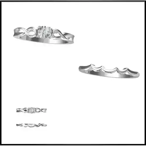 JCD Format Minimalist bridal set rings rhinoceros  jewelry