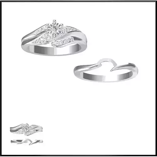 JCD Format Minimalist bridal set rings rhino 3d jewelry