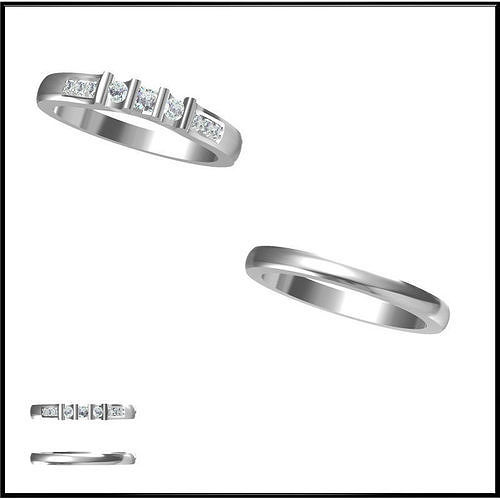 JCD Format Minimalist bridal set rings jewelry cad cam masters 3D print model