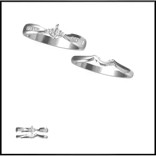 JCD Format Minimalist bridal set rings jewelcad