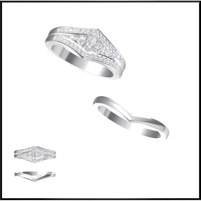 JCD Format Minimalist bridal set rings cad ring design 3D print model