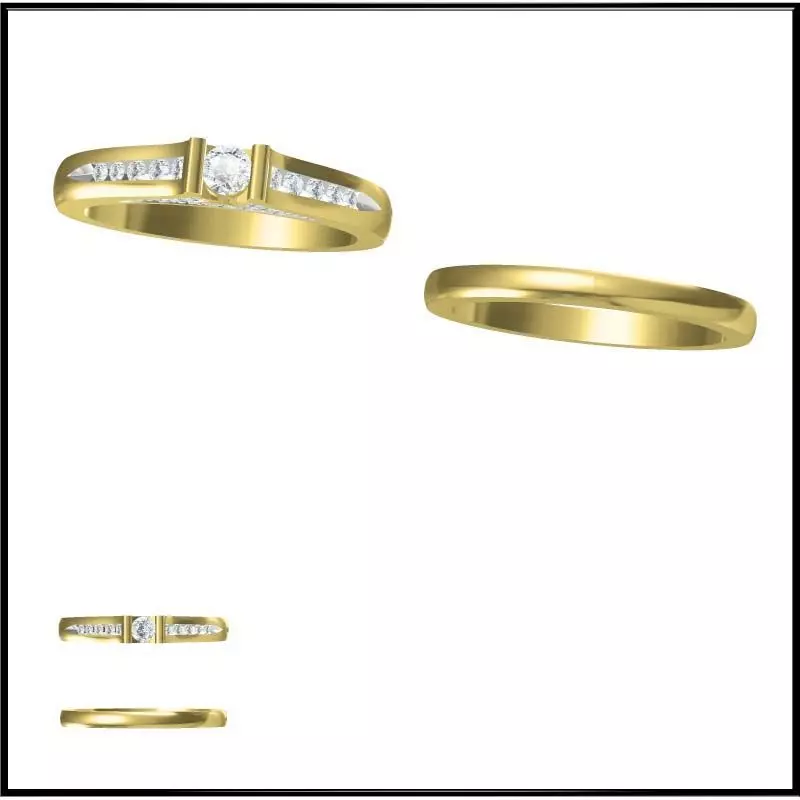 JCD Format Minimalist bridal set rings cad cam jewelry 3D model 3D ...
