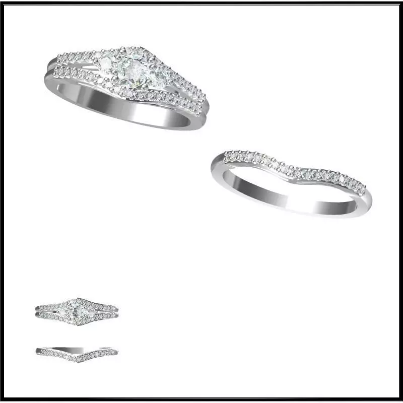 JCD Format Minimalist bridal set rings cad bridal set ring 3D print model_0