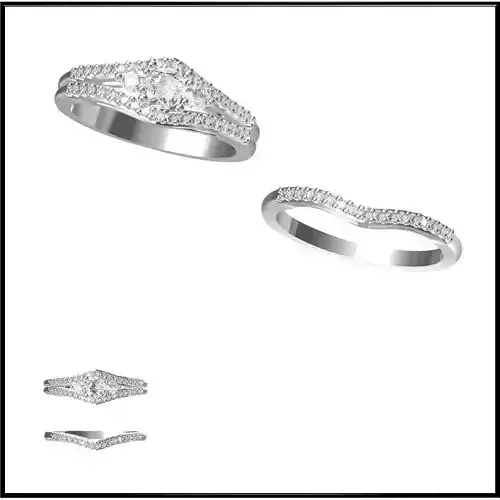 JCD Format Minimalist bridal set rings cad bridal set ring