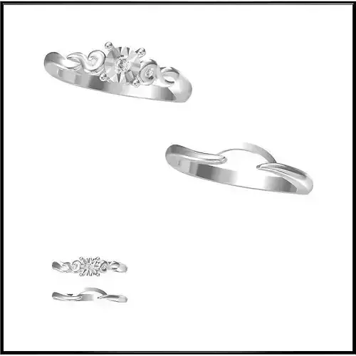 JCD Format Minimalist bridal set rings 3d jewelry cad