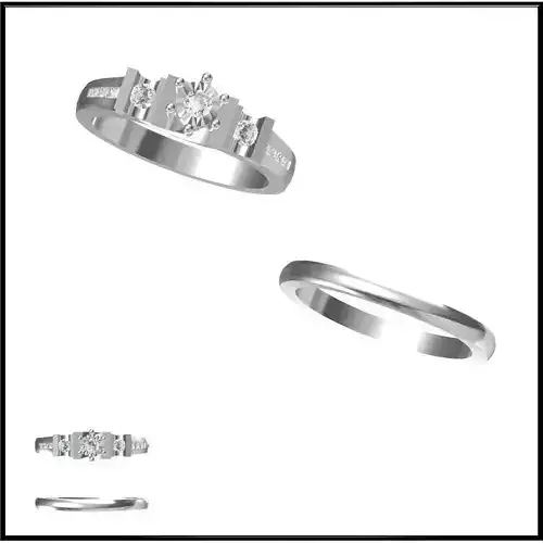 JCD Format Minimalist bridal set rings 3d cad jewelry design