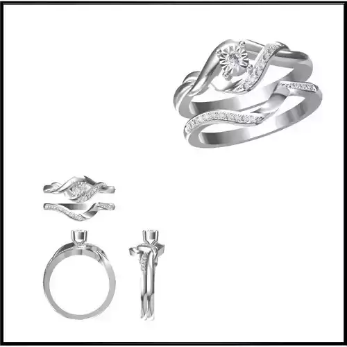 JCD Format Mens bridal set rings rhino 3d jewelry