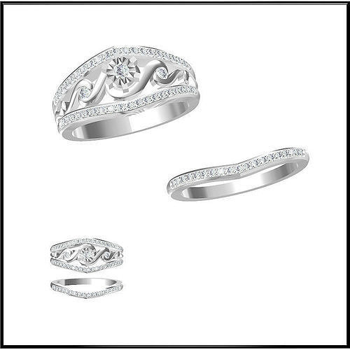 JCD Format Mens bridal set rings jewelry cam 3D print model