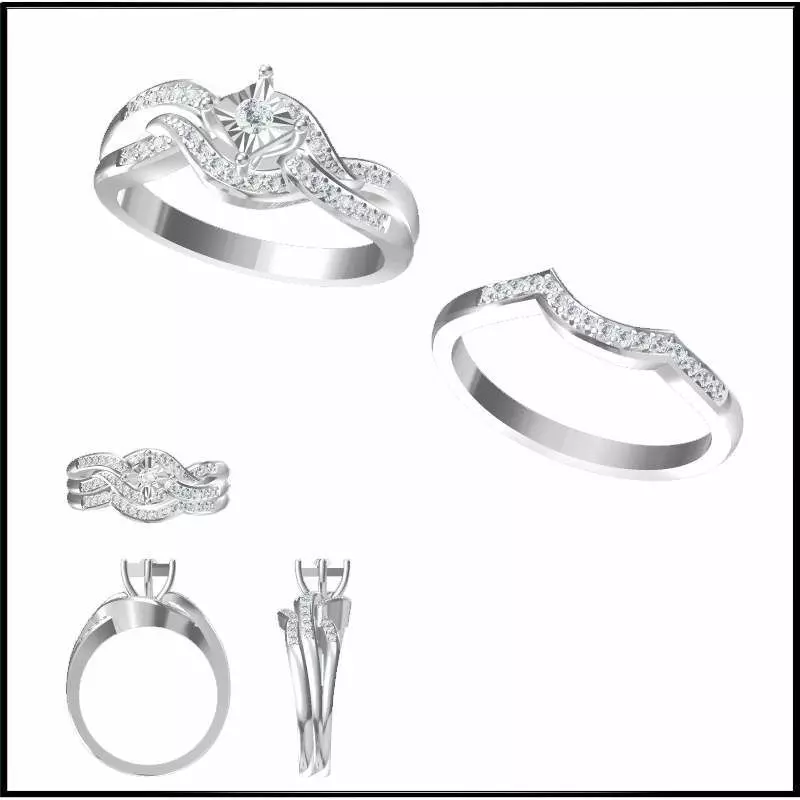 JCD Format Mens bridal set rings jewelry cad programs 3D model 3D ...