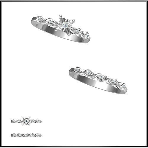 JCD Format Mens bridal set rings for sale 3dm jewelry files 3D print model
