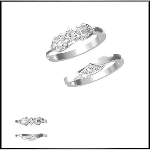 JCD Format Mens bridal set rings cad cam jewelry design 3D print model