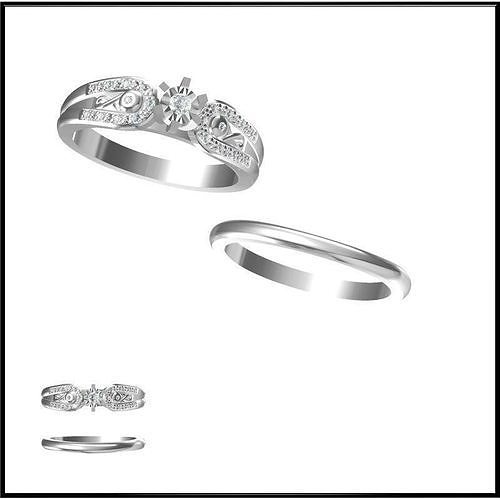 JCD Mens bridal set rings cad cam jewelry 3D print model