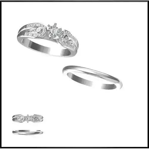 JCD Mens bridal set rings cad cam jewelry