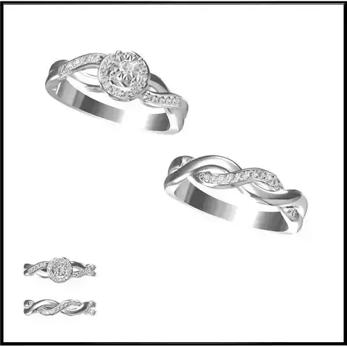 JCD Format Mens bridal set rings 3d jewelry cad