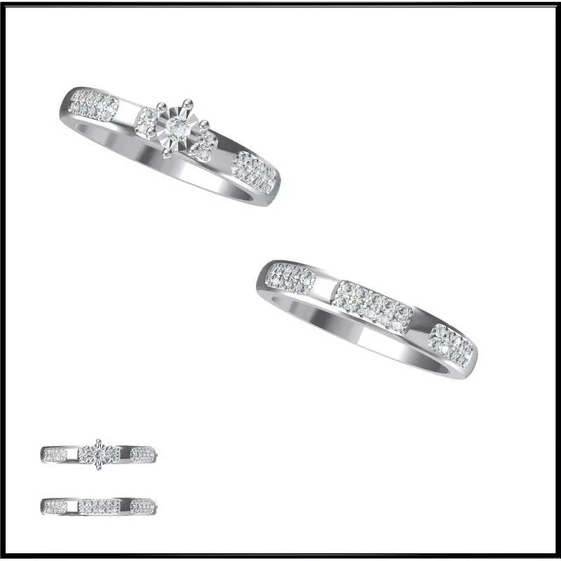 JCD Format Cheap bridal set rings cad ring design 3D print model