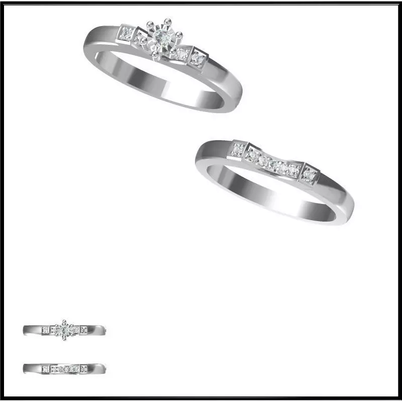 JCD Format Cheap bridal set rings cad bridal set ring 3D print model