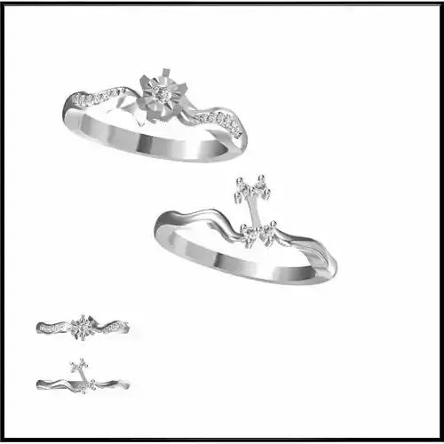 JCD Format Bridal set rings for women rhino 3d jewelry