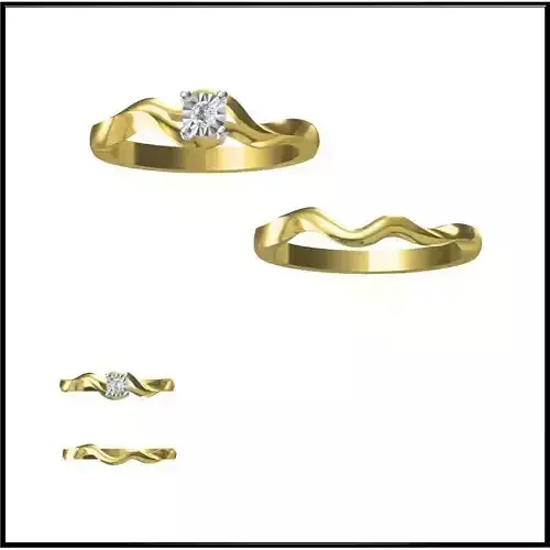 JCD Format Bridal set rings for women jewelry cad