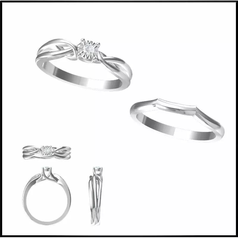 JCD Format Bridal set rings for women cad ring design 3D print model