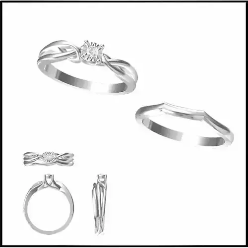 JCD Format Bridal set rings for women cad ring design