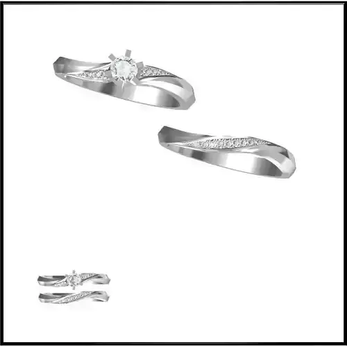 JCD Format Bridal set rings for women 3d jewelry file