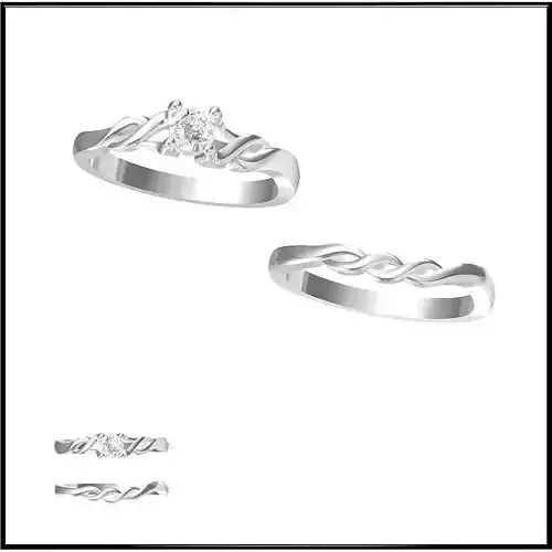JCD Format Bridal set rings for women 3d jewelry cad
