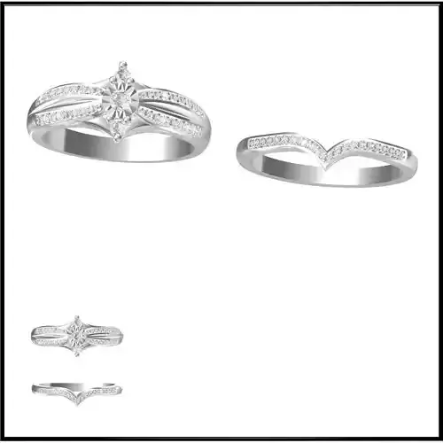 JCD Format  Art deco bridal set ring ring cad