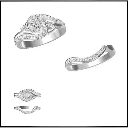 JCD Format  Art deco bridal set ring jewelry cad