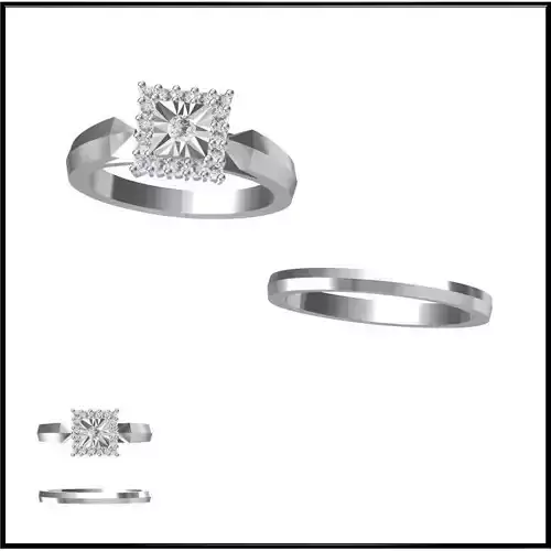 JCD Format  Art deco bridal set ring jewelcad