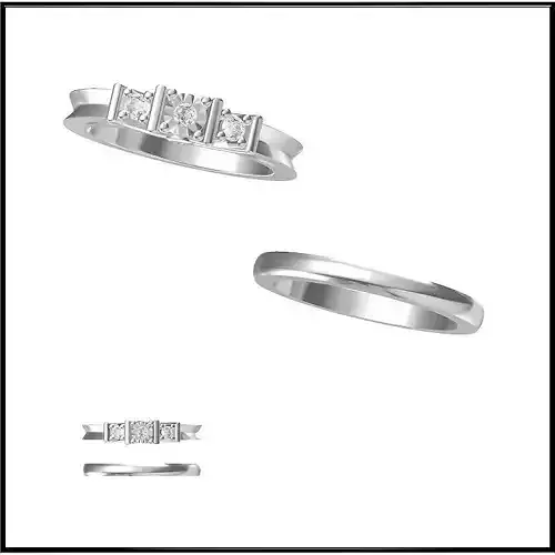 JCD Format Art deco bridal set ring cad ring design