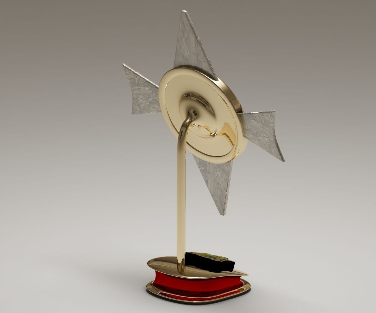 Mayan Alien Emblem Statuette 3D model_2