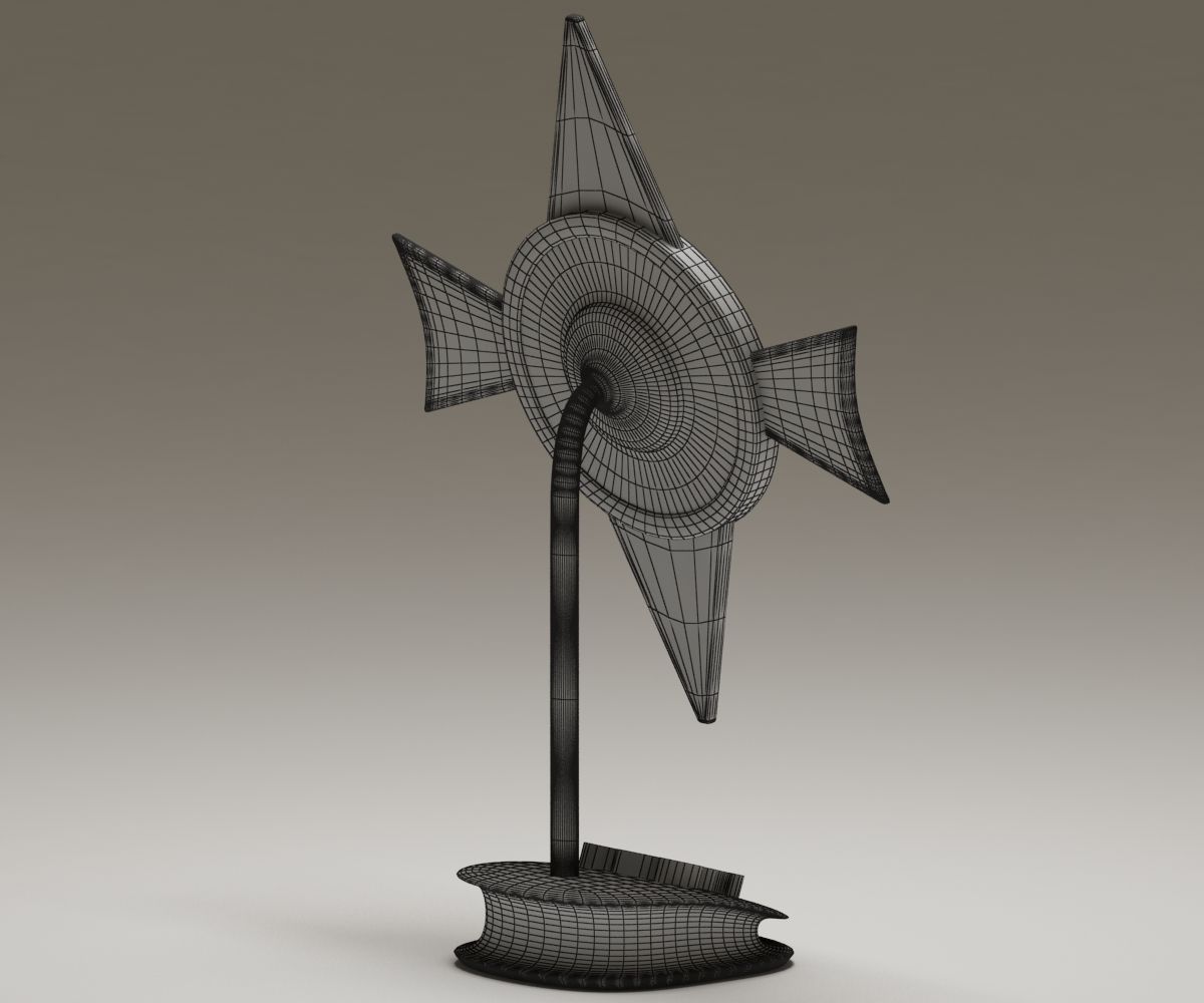 Mayan Alien Emblem Statuette 3D model_3