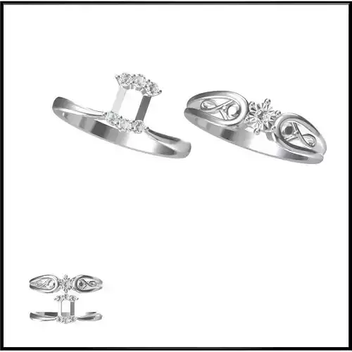 JCD Format  Art deco bridal set ring 3d cad jewelry design