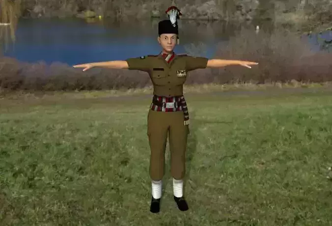 Indian leady police  Low-poly 3D model