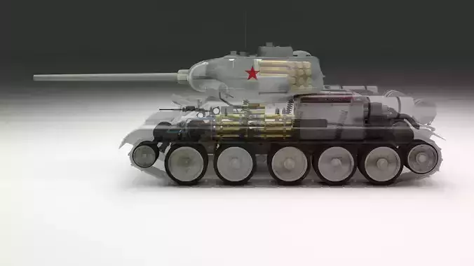 T-34 85 Interior Engine Bay Full Winter Camo