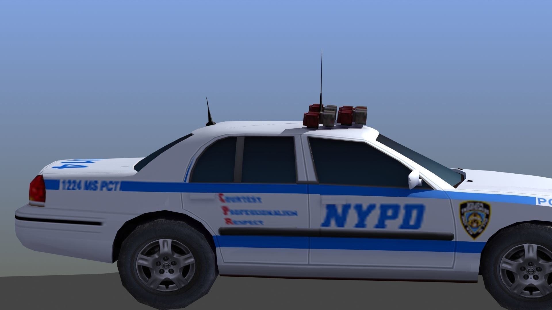 Police Patrol Car Low-poly 3D model_29