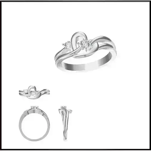 JCD Format Vintage three stone ring rings 3dm jewelry files