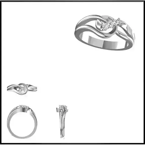 JCD Format Vintage three stone ring autodesk jewelry design