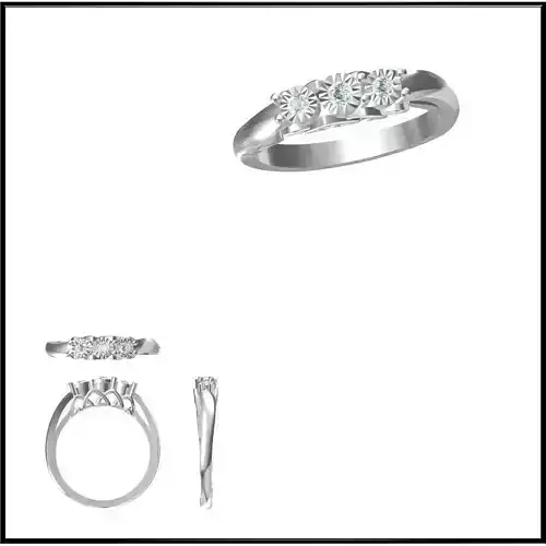 JCD Format Vintage three stone ring rings 3dm jewelry