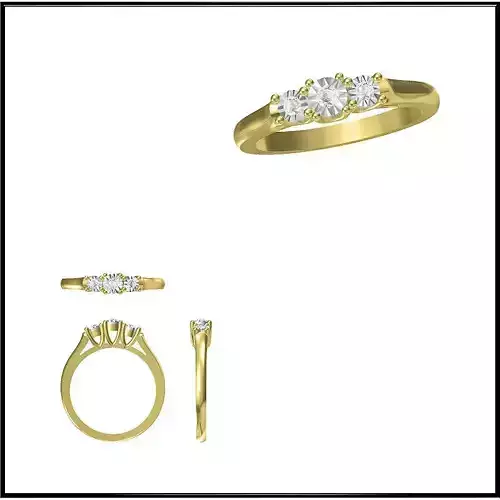JCD Format Vintage three stone ring rings 3d jewellery design