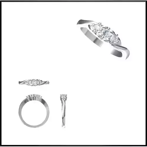 JCD Format Rose gold three stone ring rings autocad jewelry