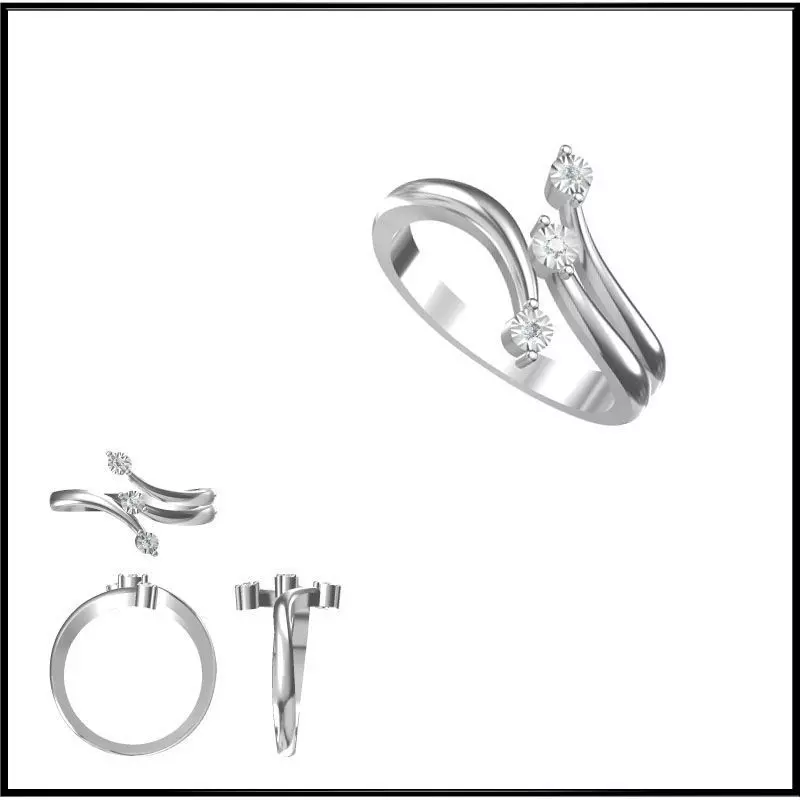 JCD Format Diamond three stone ring rings cad jewellery design 3D print model