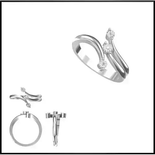 JCD Format  Diamond three stone ring rings cad jewellery design 