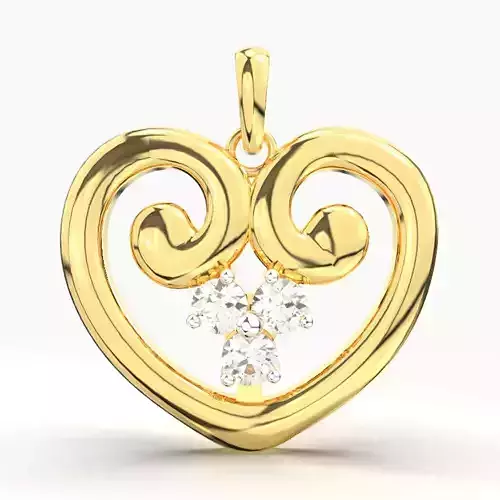 THREE STONE HEART DIAMOND PENDANT