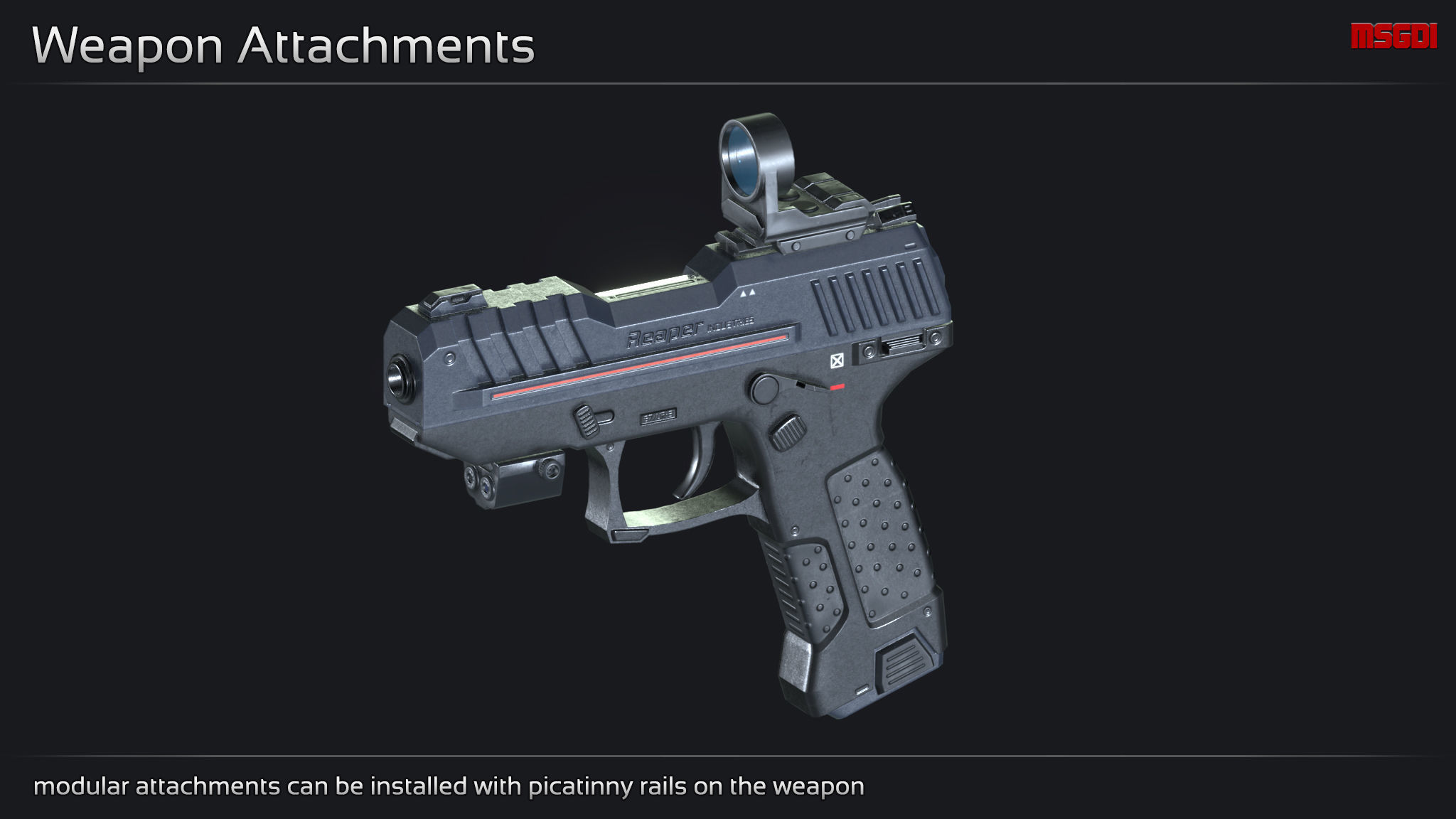 Scifi Pistol NKK 27 Low-poly 3D model_4