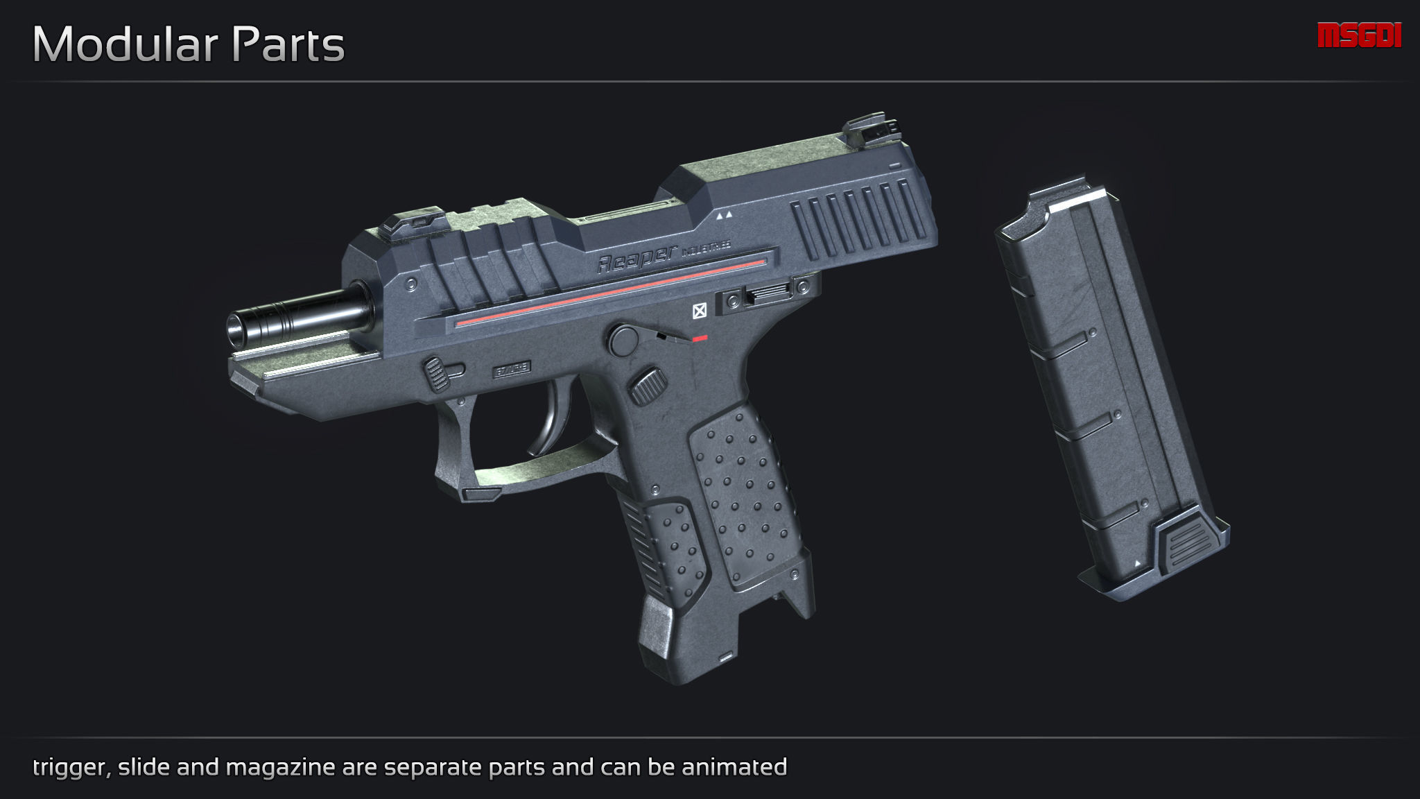 Scifi Pistol NKK 27 Low-poly 3D model_1