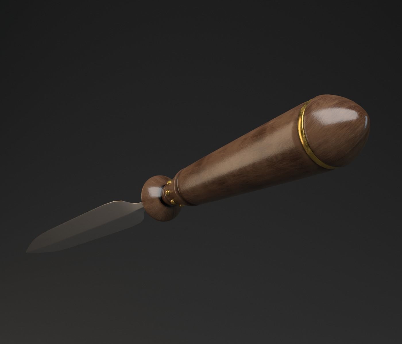 Knife model with wooden handle 3D model_1