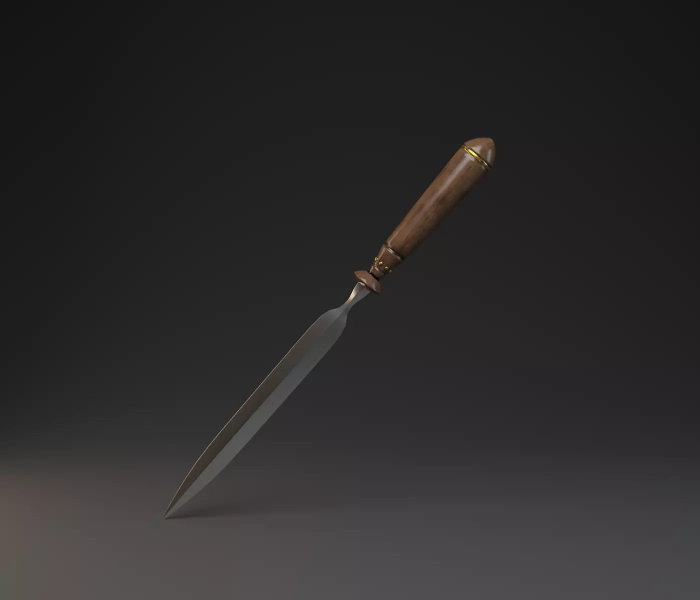 Knife model with wooden handle 3D model_0