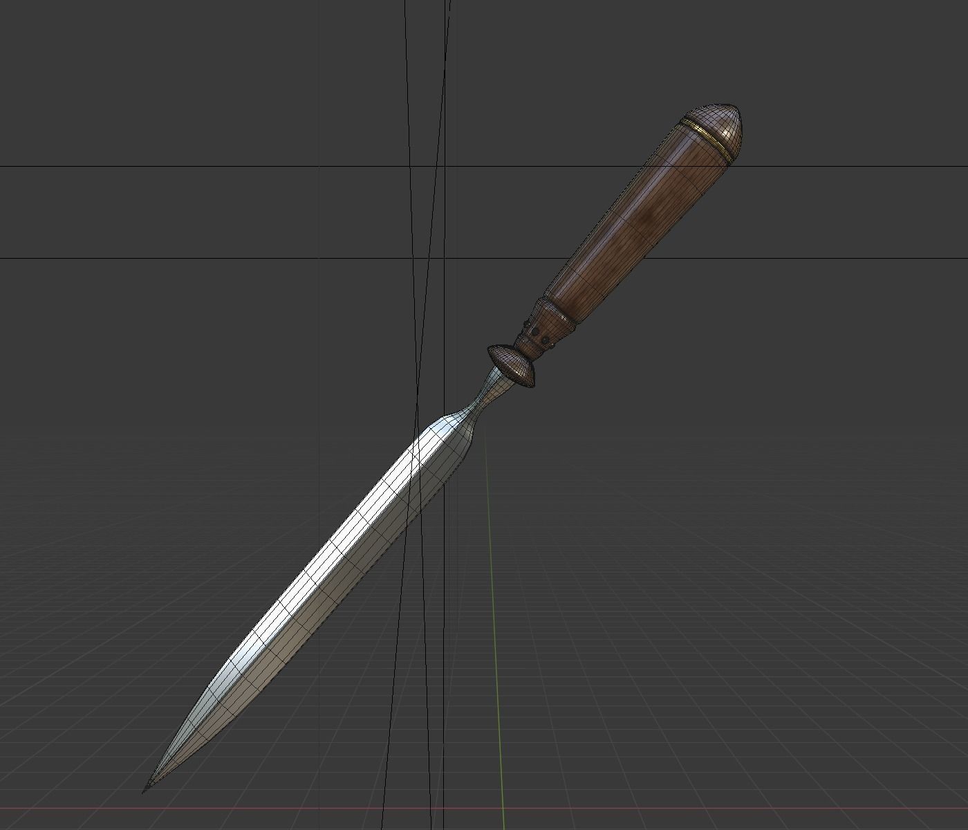 Knife model with wooden handle 3D model_3