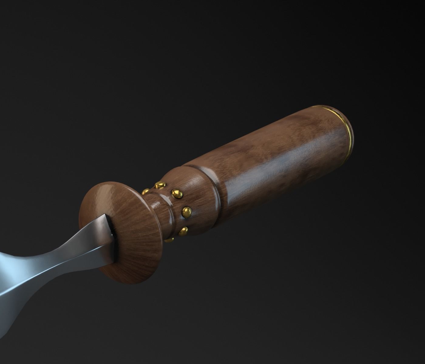 Knife model with wooden handle 3D model_2